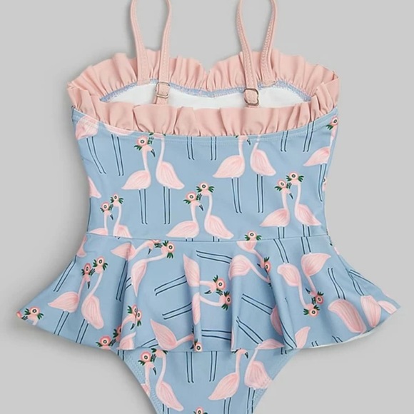 Shein Toddler Girls Flamingo One-Piece Swimsuit - Picture 2 of 7